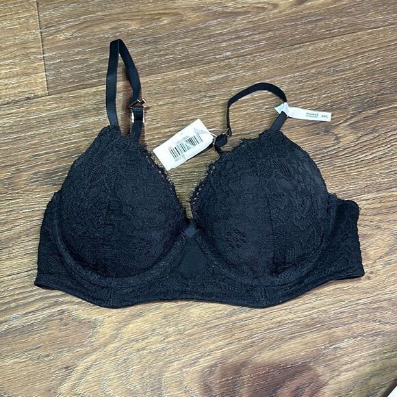 Aerie black lace plunge push up bra adjustable 32C - Picture 9 of 10